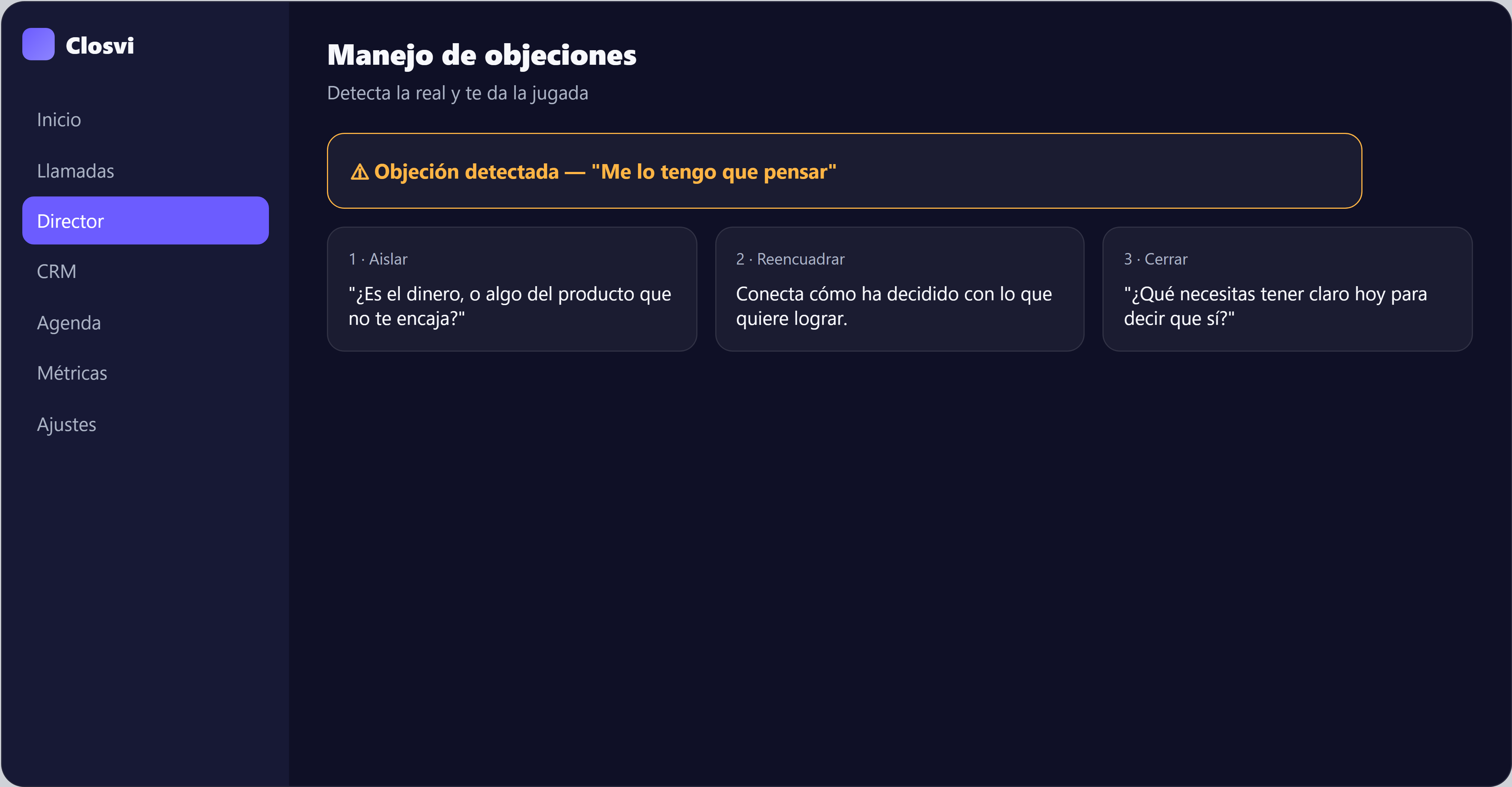 Manejo de objeciones en Closvi